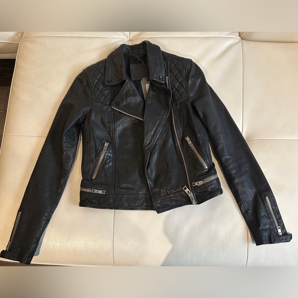 NWT All Saints black leather jacket
